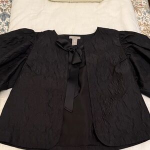 H&M Black Textured Top with Bow